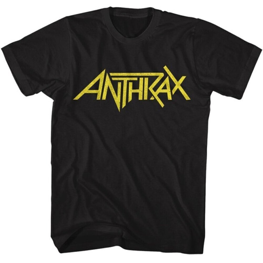 Anthrax Yellow Logo T-Shirt Thrash Metal Band Graphic Fan Tee